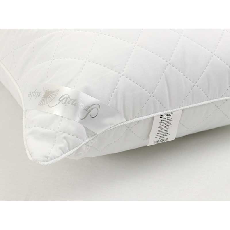 Подушка Руно Spanish style силіконова в комплекті з сатиновою наволочкою 40х80 см біла/сіра (307Spanishstyle_grey) - фото 3