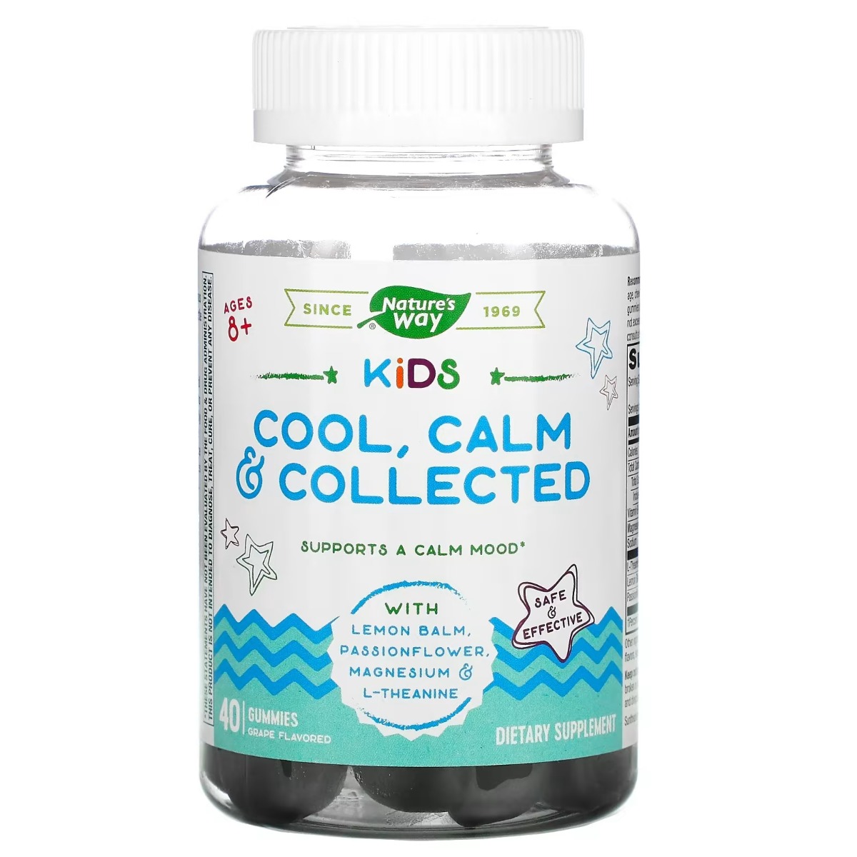 Підтримка дитячого спокою Nature's Way Kids Cool Calm&Collected смак винограду Ages 8+ 40 жувальних цукерок - фото 1