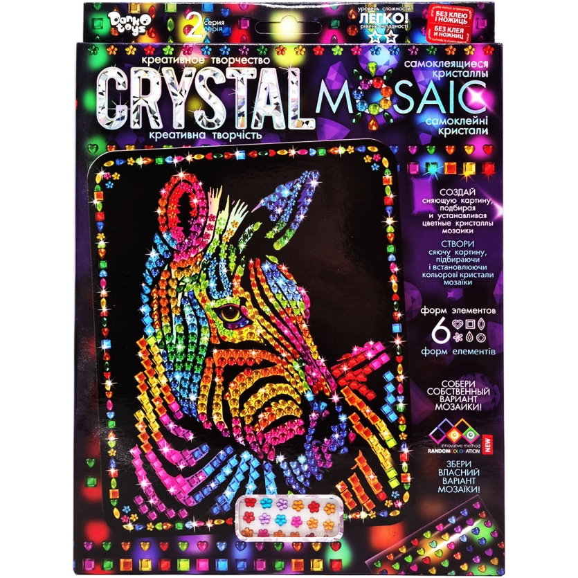 Набор для творчества Danko Toys Crystal mosaic Зебра 6 форм элементов (CRM-02-08) - фото 1