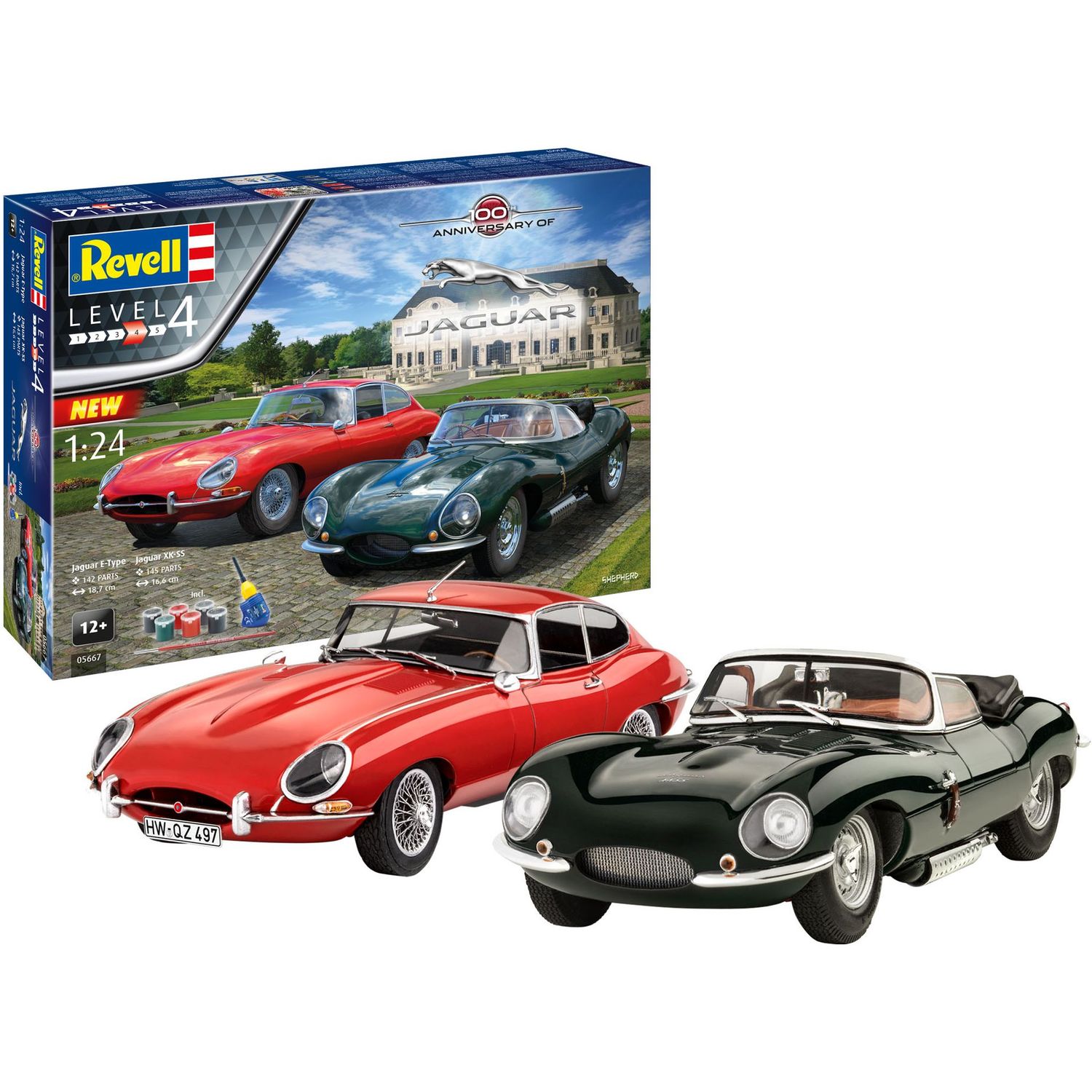 Сборная модель Revell К 100-й годовщине автомобилей Jaguar уровень 4, масштаб 1:24, 287 деталей (RVL-05667) - фото 7