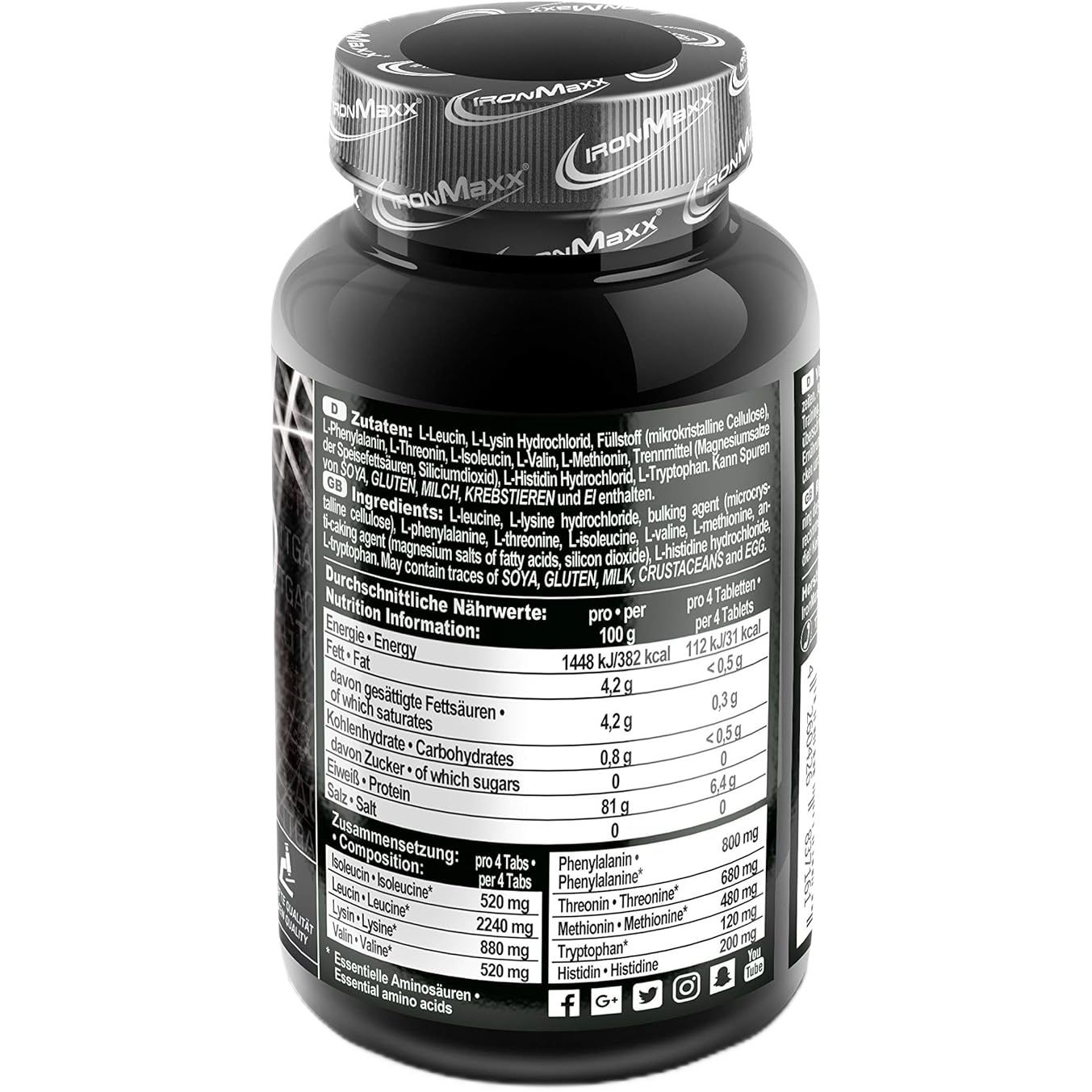 Комплекс незаменимых аминокислот IronMaxx 100% EAAs Ultra Strong 90 таблеток - фото 2