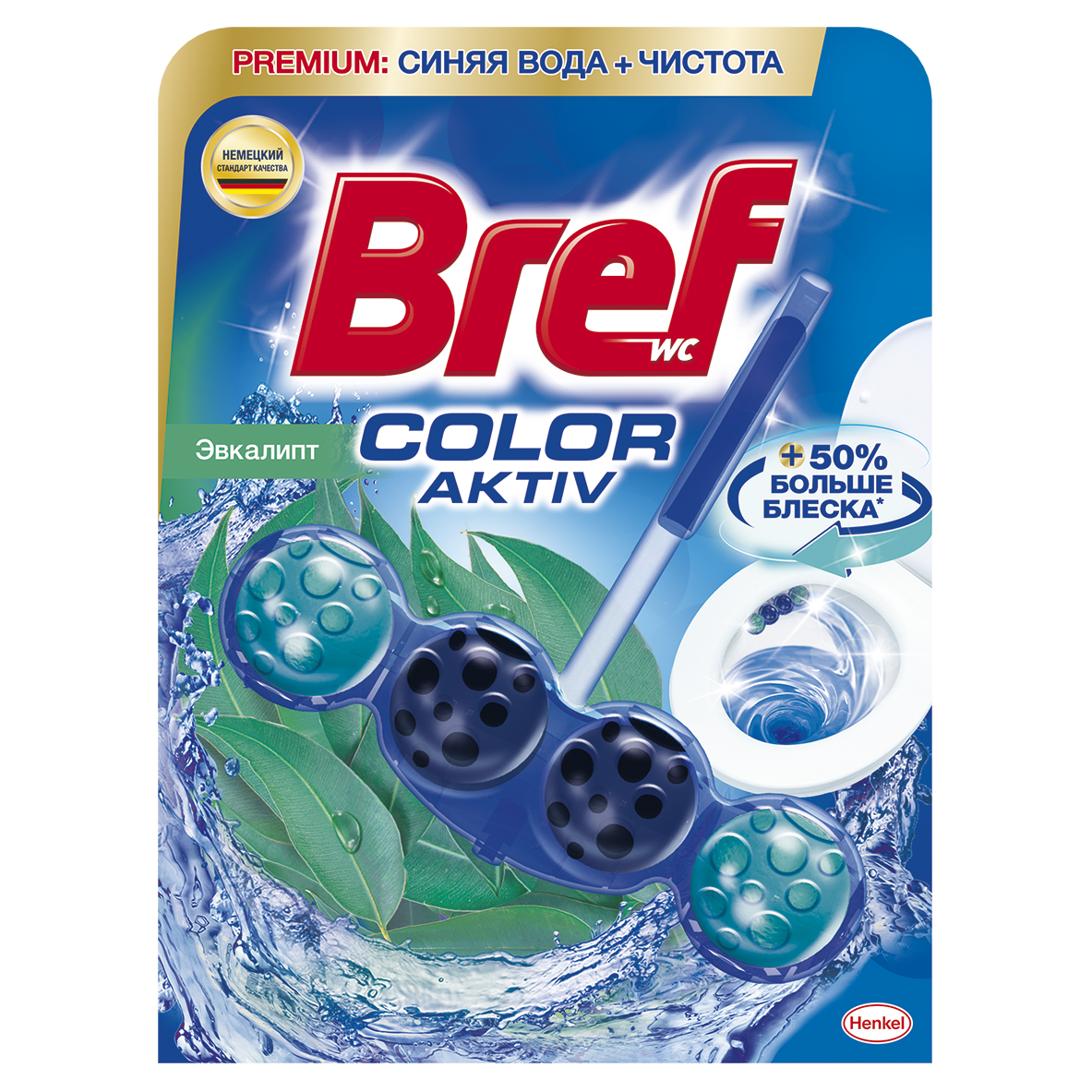 Туалетный блок для унитаза Bref Color aktiv Эвкалипт, 50 г (785457) - фото 1