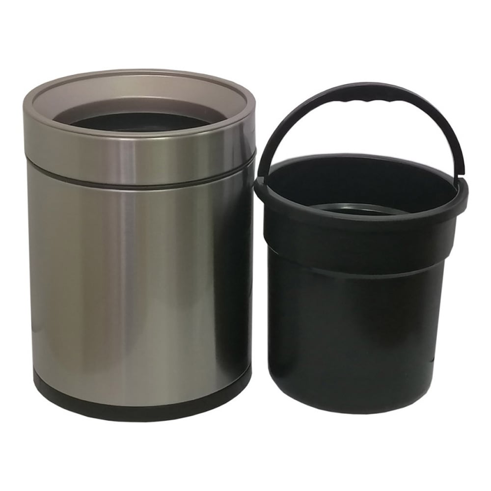 Ведро для мусора круглое без крышки Jah с внутренним ведром, 10 л, 25,3×25,3×33,4 см, серебряный металлик (JAH353 silver) - фото 4