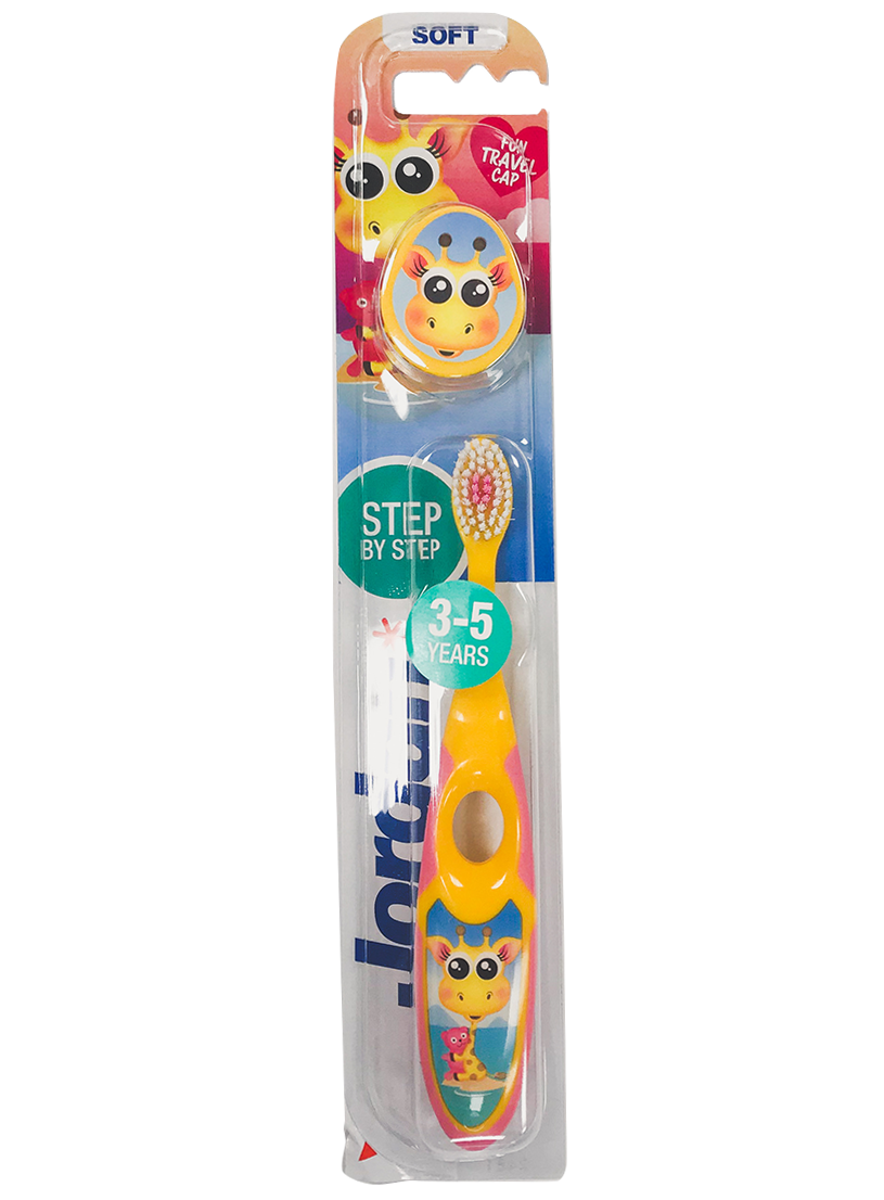 Дитяча зубна щітка Jordan Step 2, 3 - 5 років, м'яка, жовтий з рожевим - фото 1