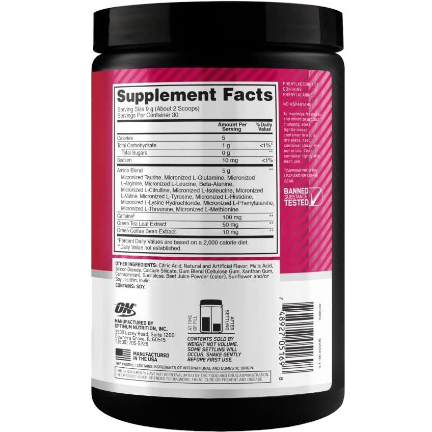 Аминокислотный комплекс Optimum Nutrition Essential Amino Energy Strawberry Lime 270 г - фото 2