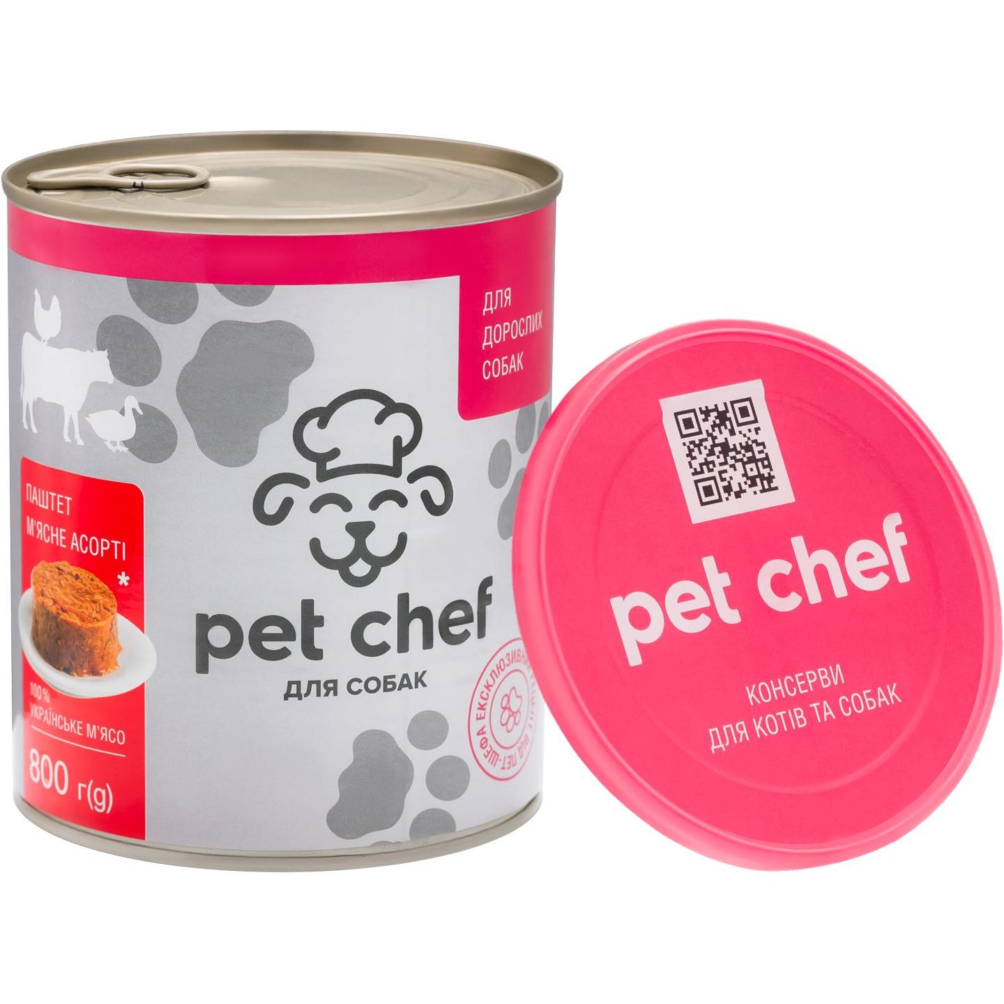 Влажный корм для взрослых собак Pet Chef Паштет мясное ассорти, 800 г - фото 1