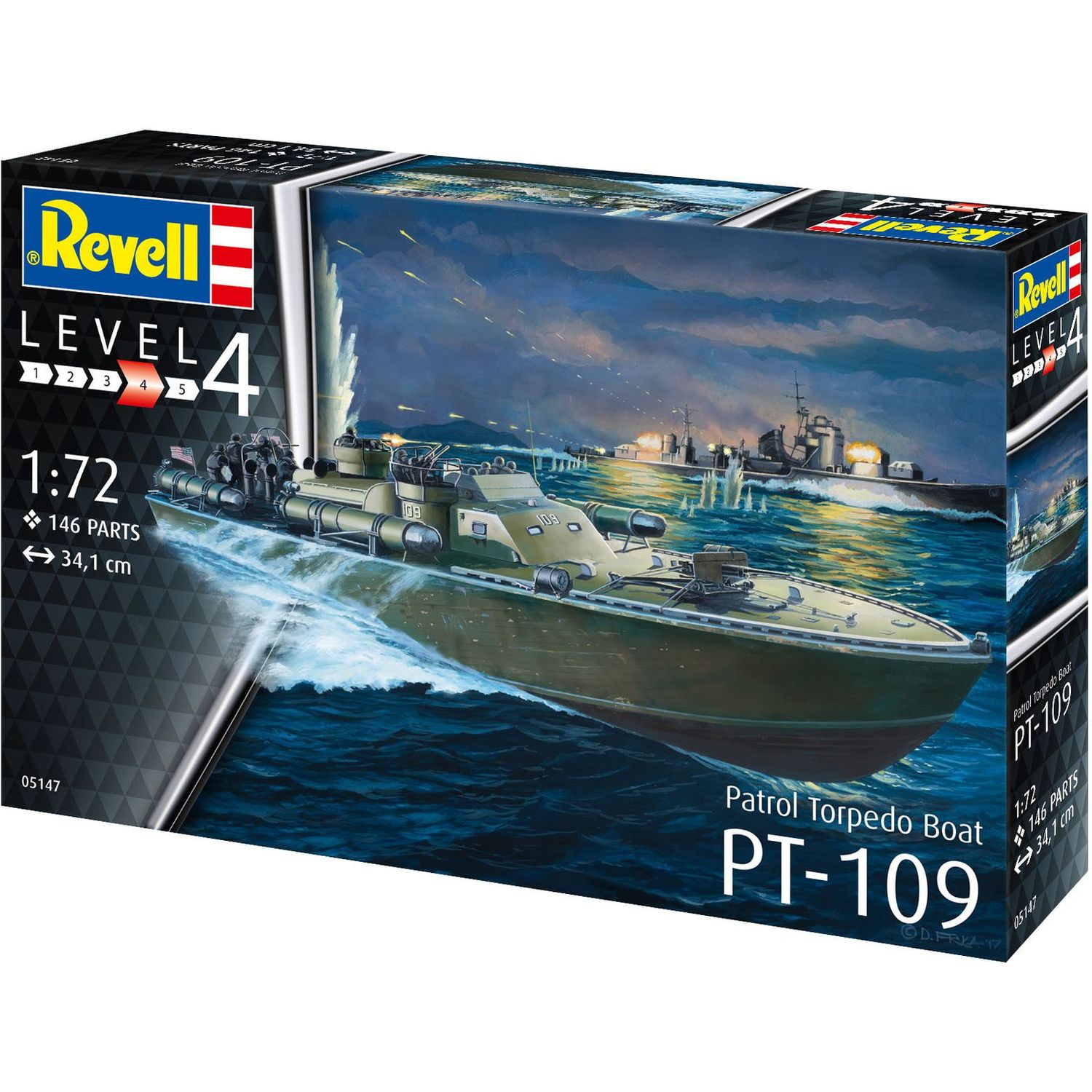 Сборная модель Revell Патрульный торпедный катер PT-109 уровень 4, масштаб 1:72, 146 деталей (RVL-05147) - фото 1