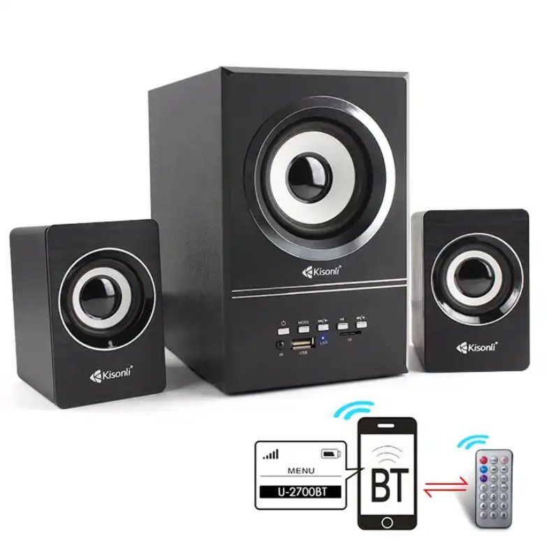 Компьютерные колонки Kisonli U2700BT 2.1 Bluetooth AUX Black - фото 6