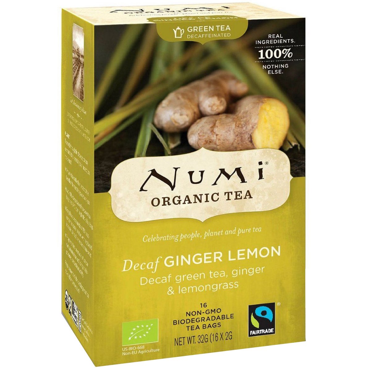 Чай зеленый Numi Organic Tea Decaf Ginger Lemon без кофеина органический 18 пакетиков 36 г - фото 1