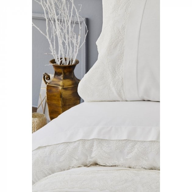 Набор постельное белье с покрывалом пике Karaca Home Carla ekru, евро, молочный, 7 предметов (svt-2000022225670) - фото 2