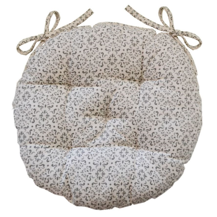 Кругла подушка для стільця Прованс Bella d-40, вітраж, сірий (13574) - фото 1