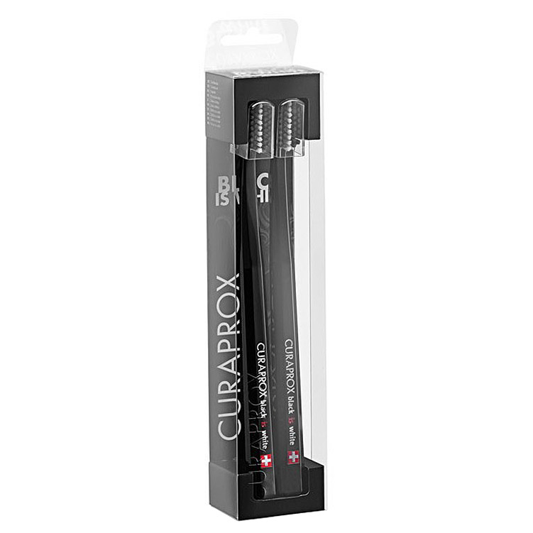 Набір зубних щіток Curaprox Ultrasoft Black is White 0.10 мм чорні 2 шт. - фото 1