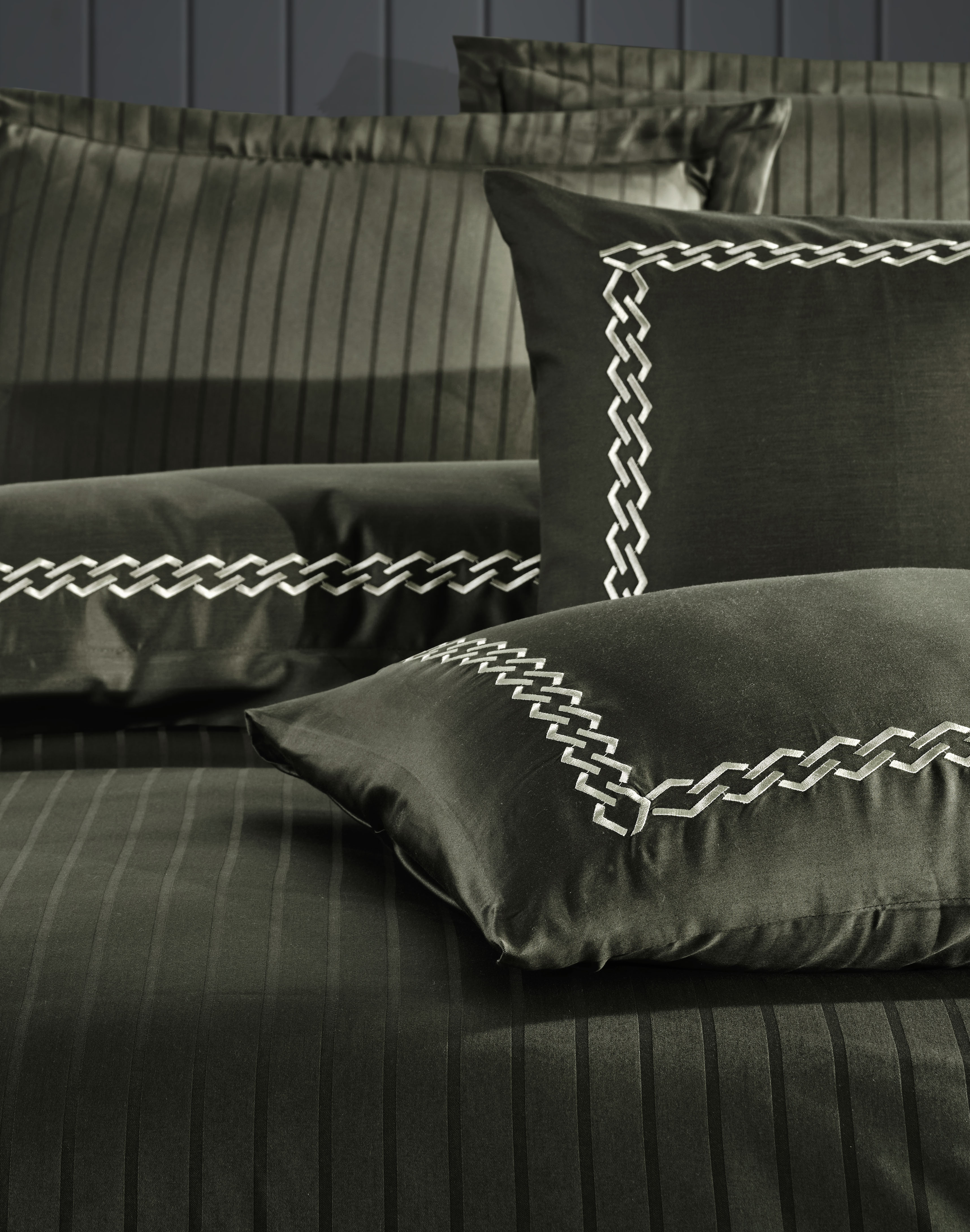 Комплект постельного белья Dantela Vita Nuans haki сатин с вышивкой евро хаки (svt-2000022321525) - фото 3