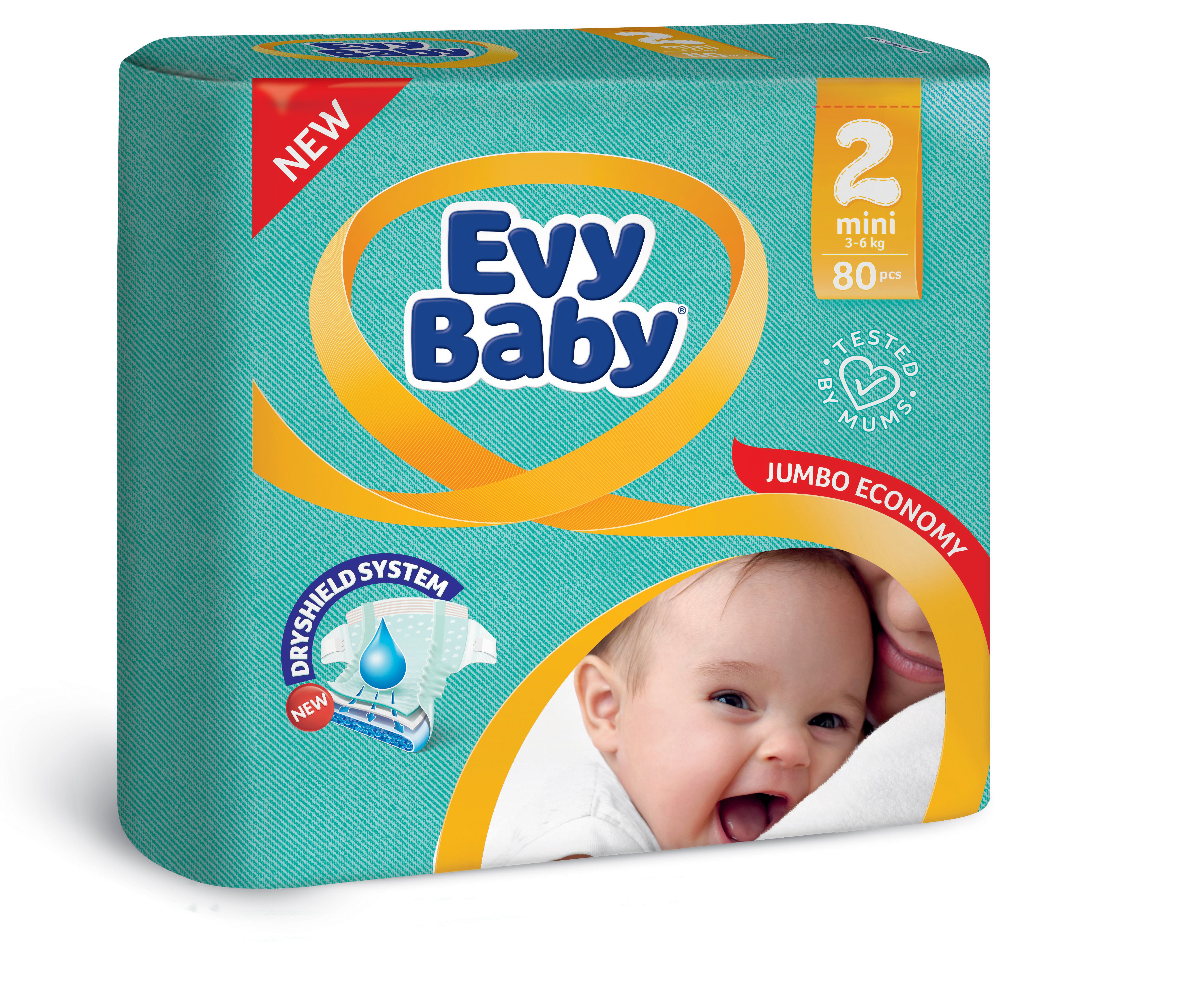 Подгузники Evy Baby 2 (3-6 кг), 80 шт. - фото 1