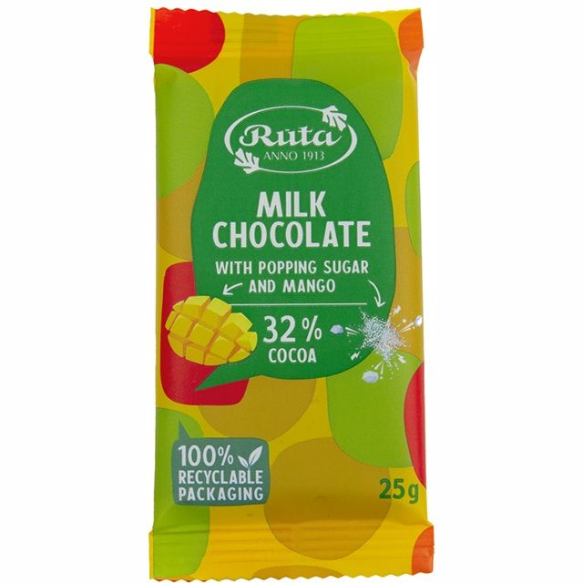 Шоколад молочный Ruta 32% с манго и шипучим сахаром 25 г - фото 1