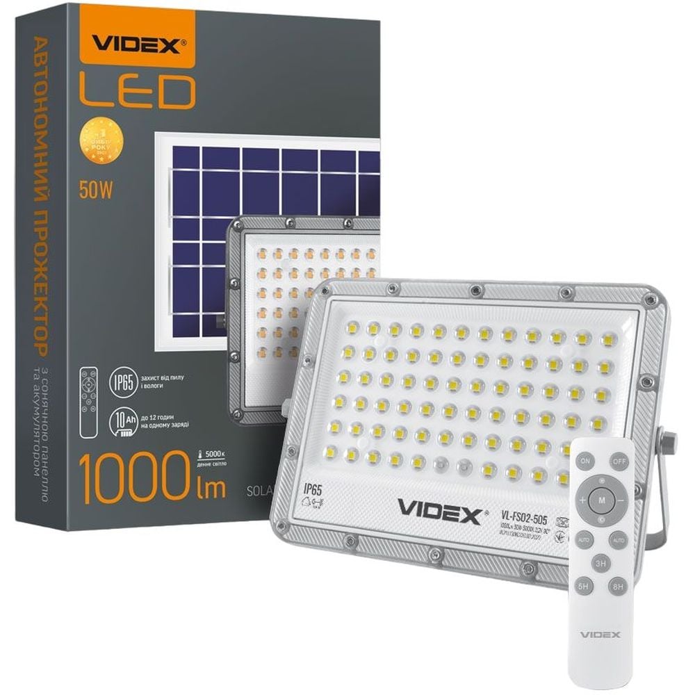 Прожектор Videx LED 1000LM 5000K 3.2V автономний (VL-FSO2-505) - фото 1