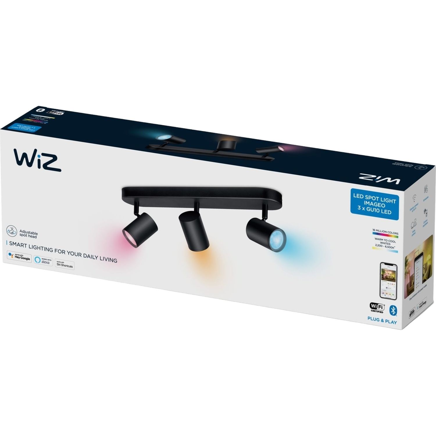 Светильник точечный WiZ Imageo Spots Wi-Fi накладной умный 3x5W 2200-6500K RGB черный (929002659201) - фото 4