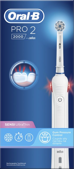 Електрична зубна щітка Oral-B Pro2 Sensi Ultrathin White - фото 2