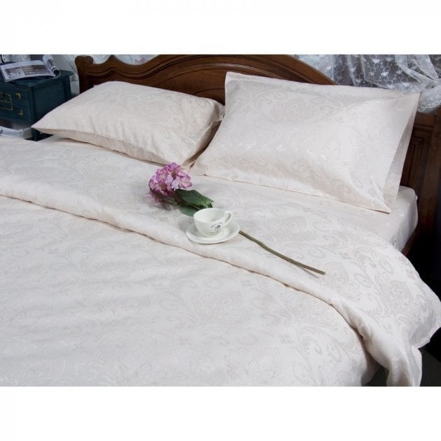 Комплект постельного белья Deco Bianca JK17-03 Ecru, жаккардовый сатин, евростандарт, молочный, 4 предмета (2000008488303) - фото 1