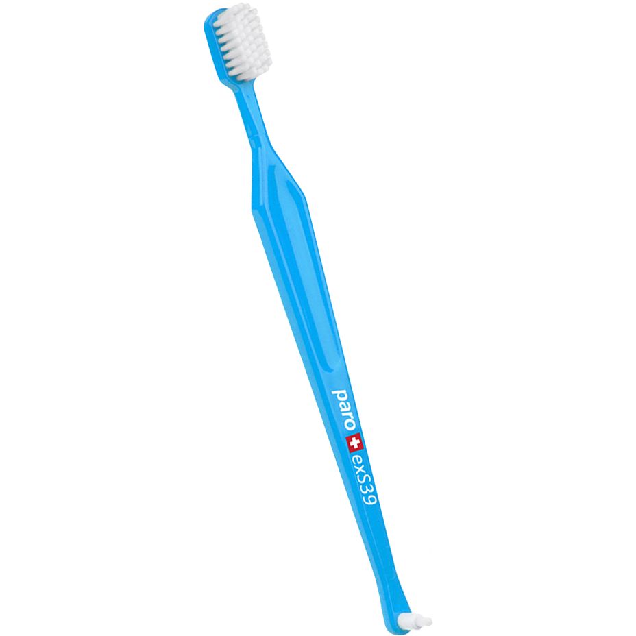Зубная щетка Paro Swiss exS39 с монопучковой насадкой ультрамягкая голубая - фото 1