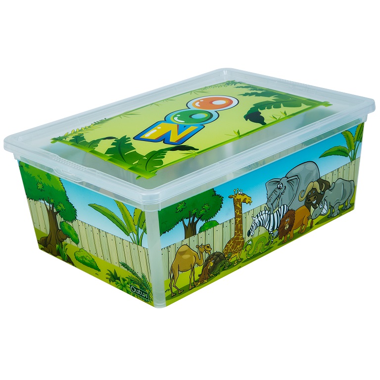 Коробка Qutu Light Box Zoo, з кришкою, 10 л, 14х26х37 см, різнокольорова (LIGHT BOX с/к ZOO 10л.) - фото 1