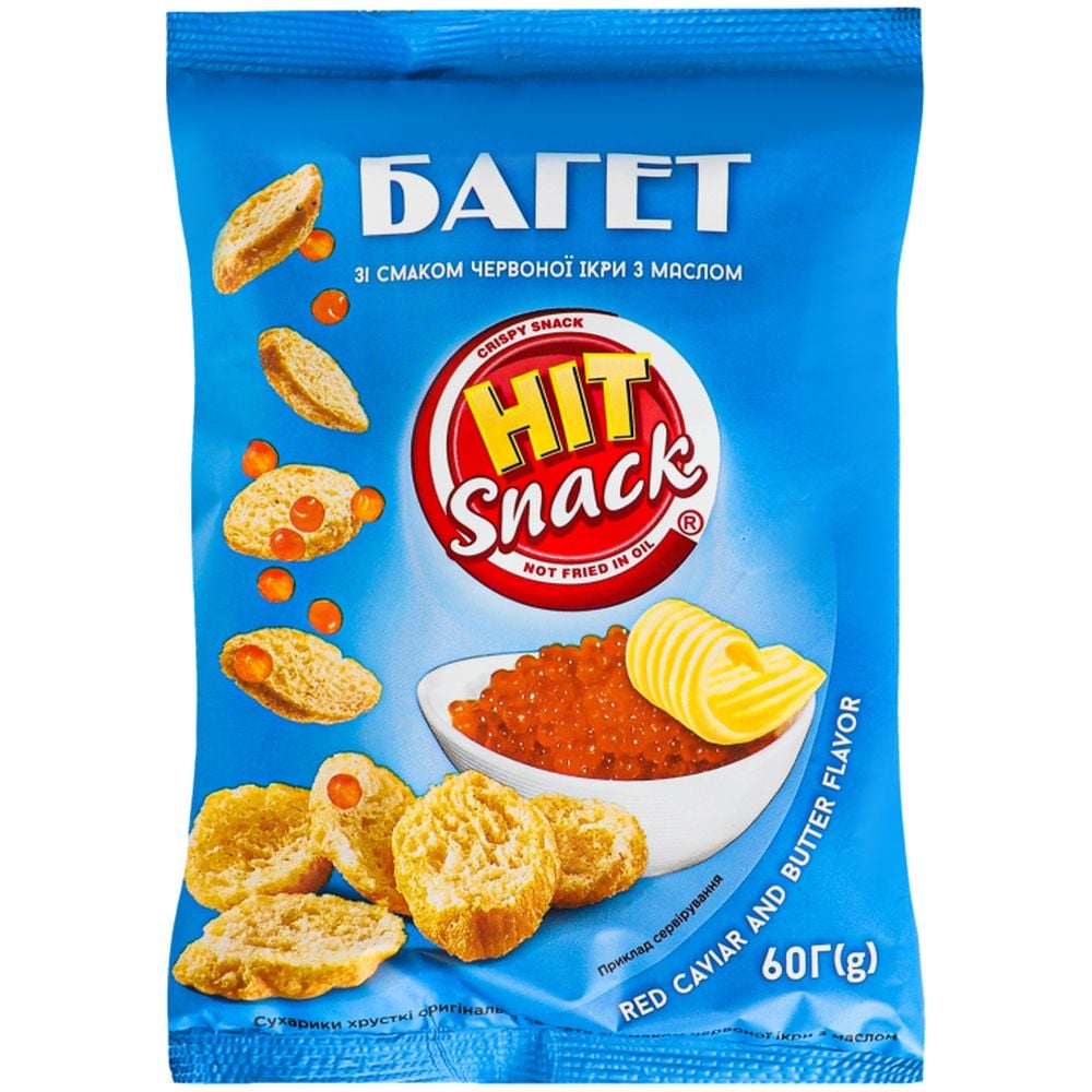 Сухарики Hit Snack Багет зі смаком червоної ікри та масла 60 г (925076) - фото 1