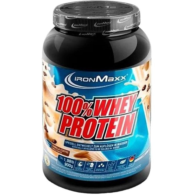 Протеин IronMaxx 100% Whey Protein Ванильный кофе 900 г - фото 1