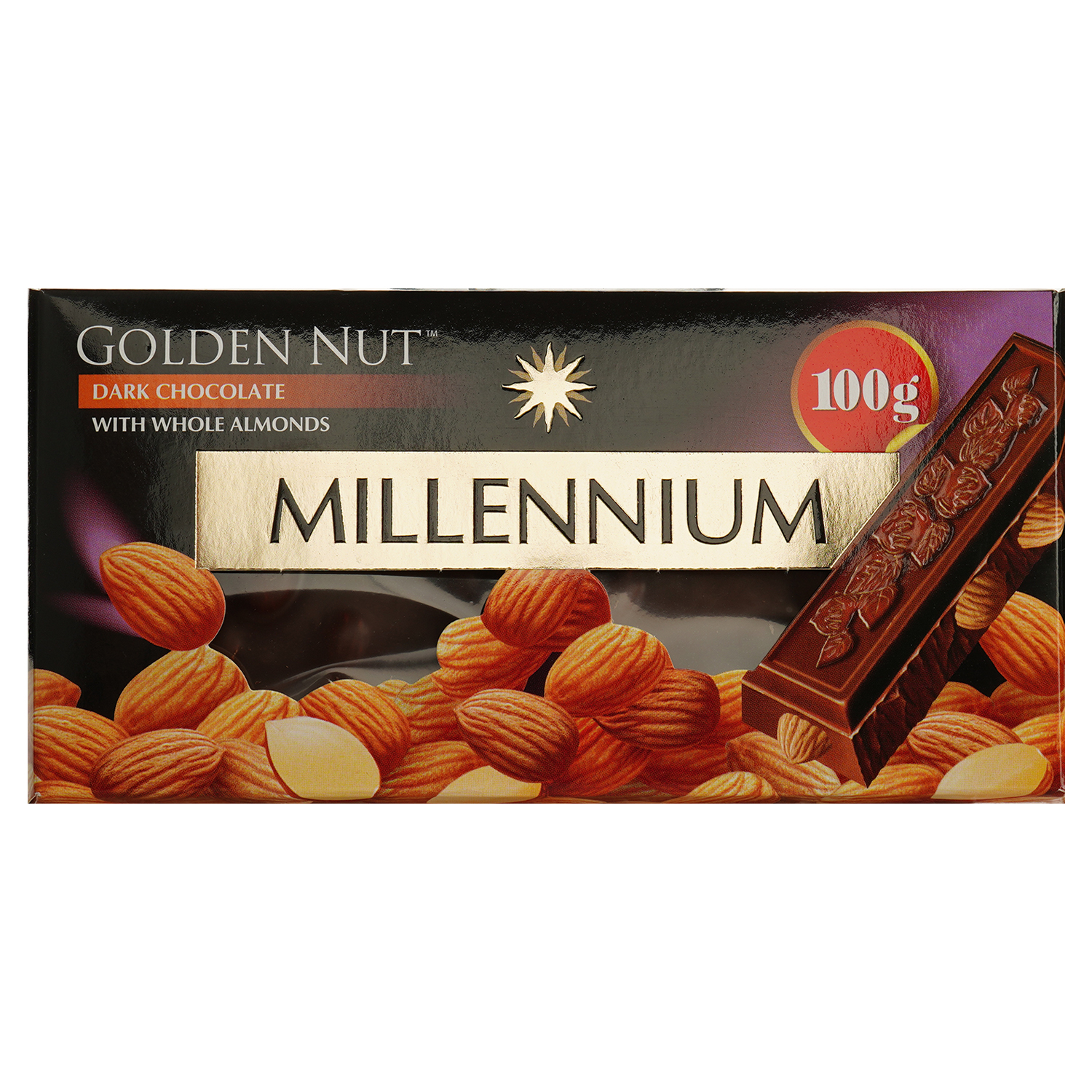 Шоколад чорний Millennium Golden Nut з мигдалем, 100 г (876020) - фото 1