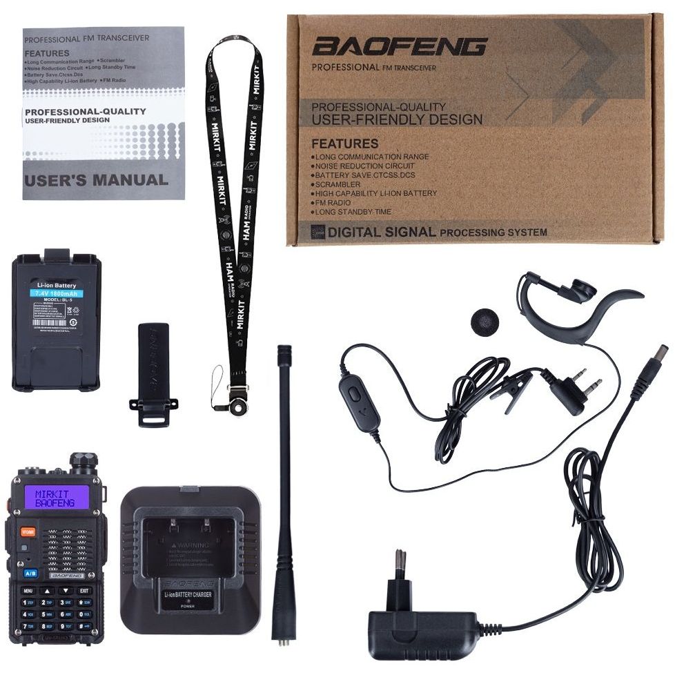 Рація Baofeng UV-5R MK5 + шнурок Mirkit (8143) - фото 2