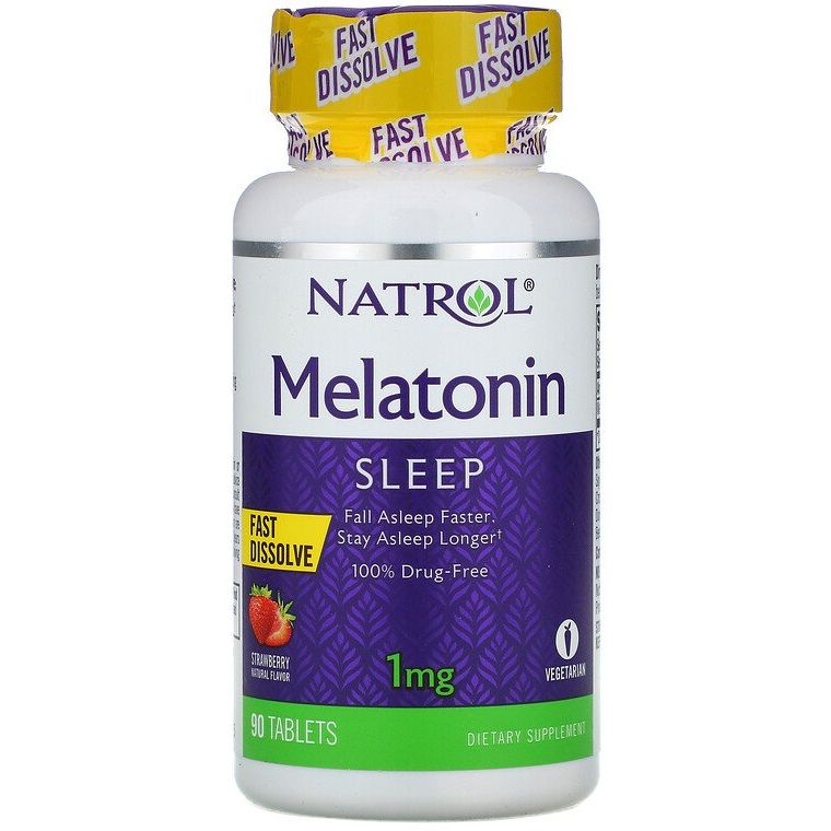 Мелатонин Natrol Melatonin Fast Dissolve 1 мг со вкусом клубники 90 таблеток - фото 1