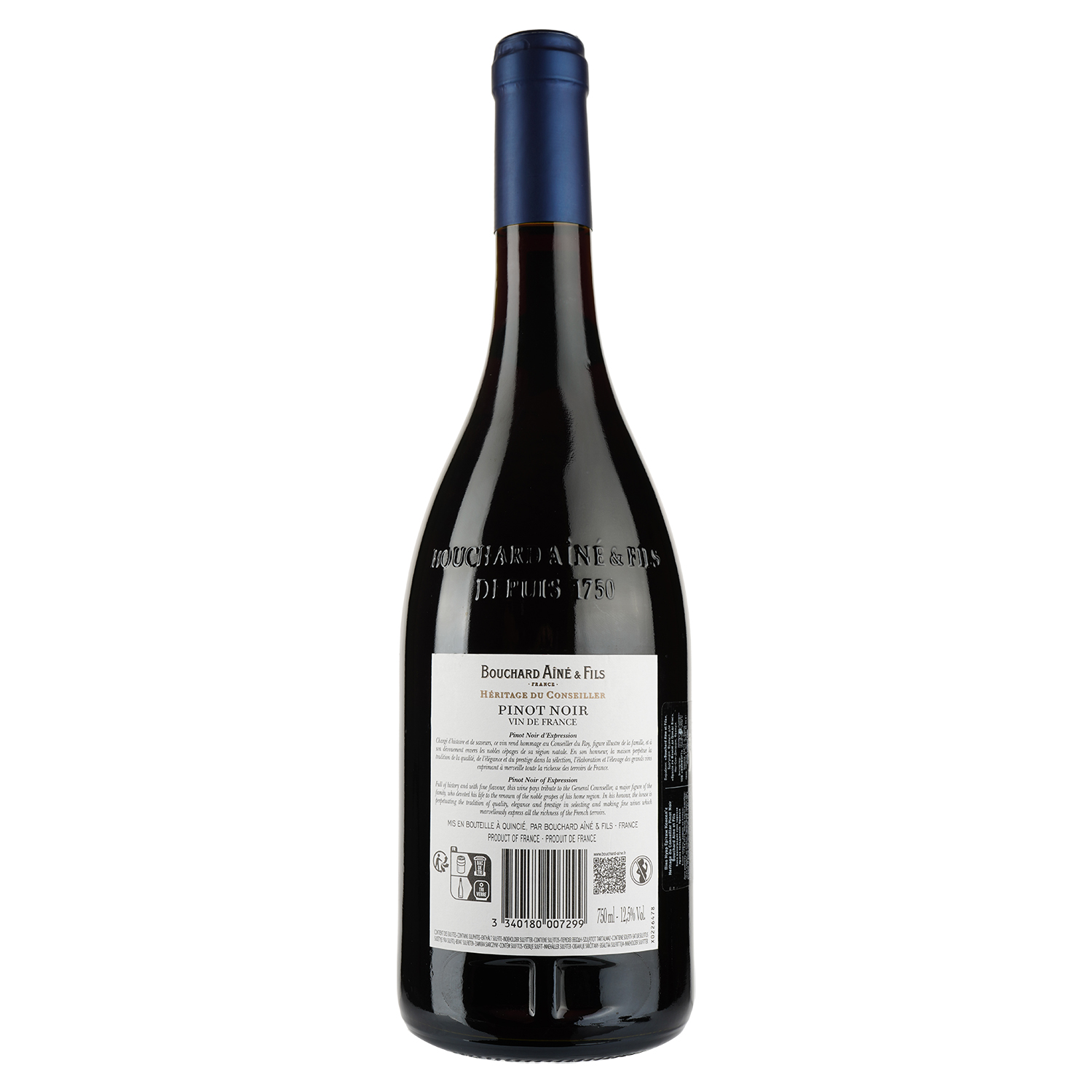 Вино Bouchard Aine&Fils Heritage du Conseiller Pinot Noir, червоне, сухе, 12,5%, 0,75 л - фото 2