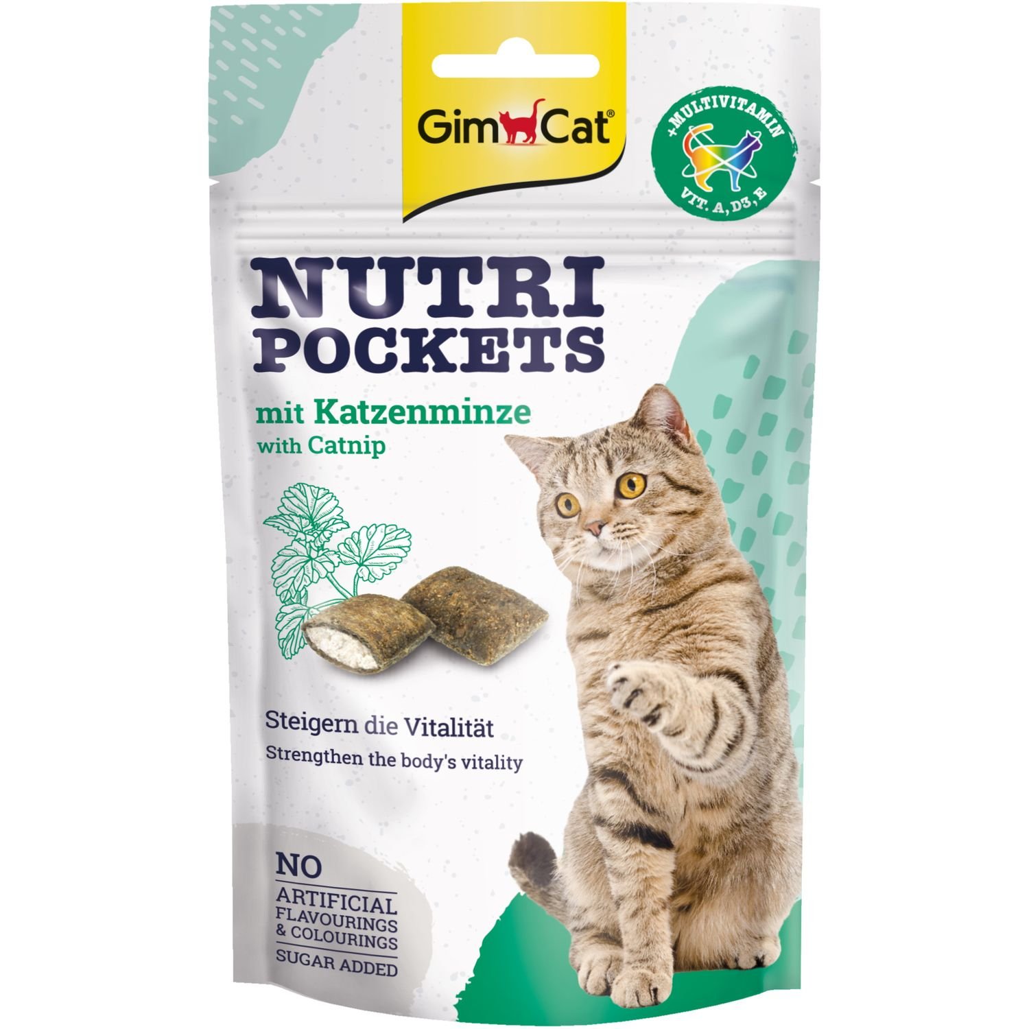 Лакомство для кошек GimCat Nutri Pockets с кошачьей мятой и мультивитаминами, 60 г - фото 1