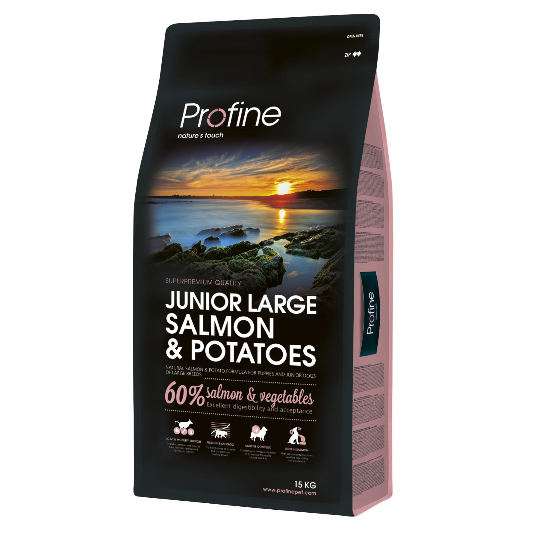 Сухой корм для щенков и молодых собак Profine Junior Large Breed Salmon, с лососем, 15 кг - фото 1