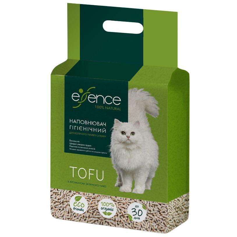 Наповнювач Essence Tofu для котячого туалету натуральний с ароматом зеленого чая 6 л - фото 1