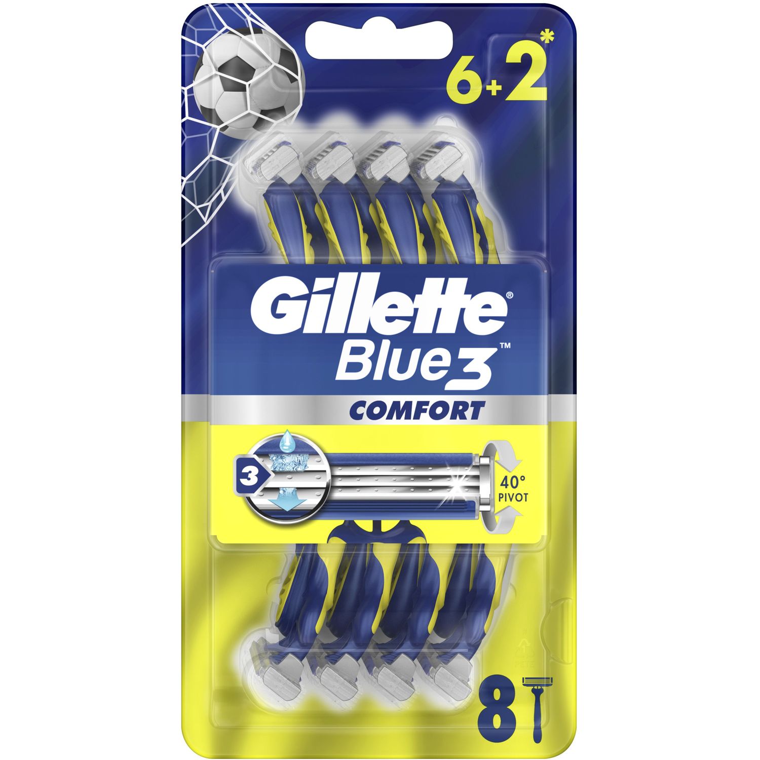 Одноразові станки для гоління чоловічі Gillette Blue 3 Comfort, 8 шт. - фото 1