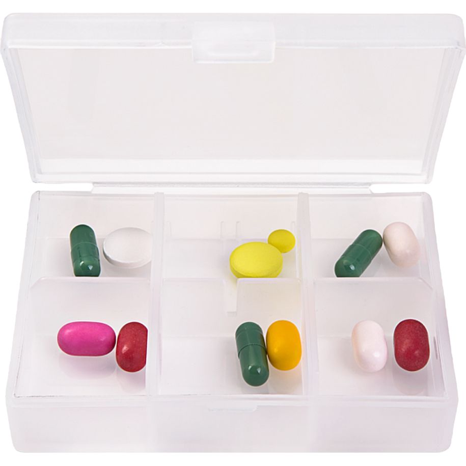Органайзер для таблеток МВМ My Home PC-07, 6 отделений 8.5х6.5х2 см прозрачный (PC-07 T) - фото 1