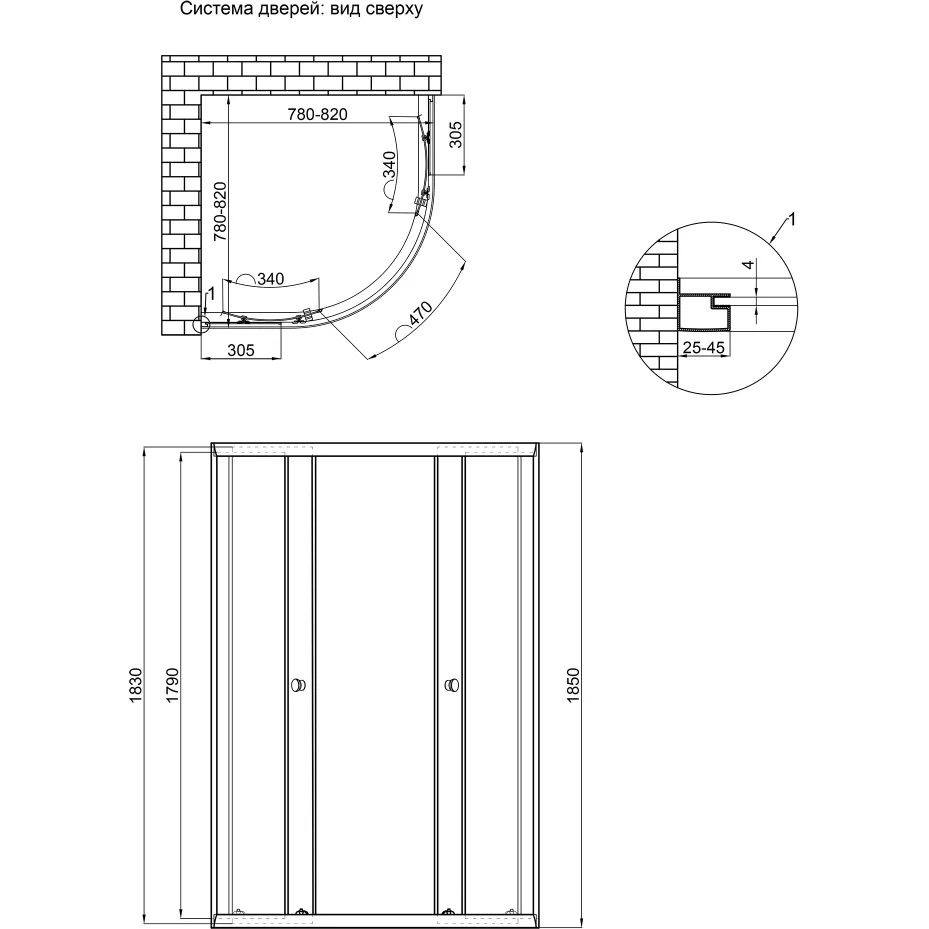 Душевая кабина Lidz Latwa SC80x80.SAT.LOW.GR стекло тонированное 4 мм с душевым поддоном Qtap Robin 308 - фото 5