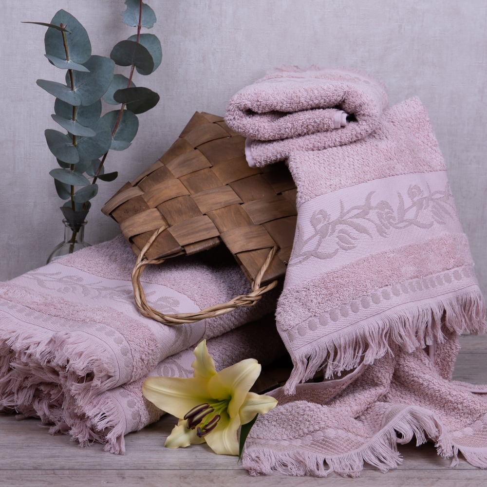 Рушник для обличчя Aisha Home Blome Sepia Rose, махровий, 90х50 см, рожевий (5282-280820) - фото 1