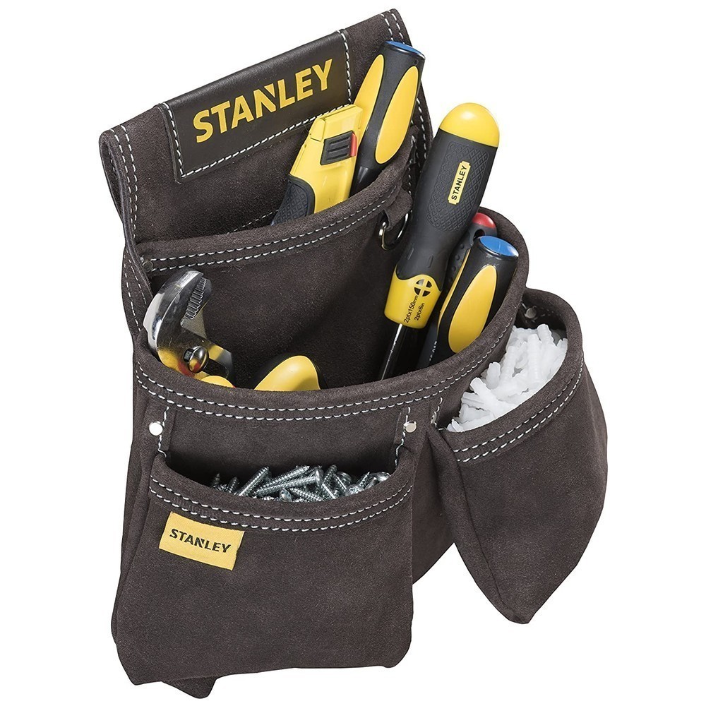 Сумка поясная для инструментов Stanley кожанная с держателем для молотка 4 отделений (STST1-80116) - фото 3