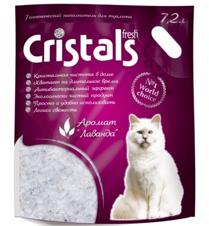 Силікагелєвий наповнювач для туалету Cristals Fresh з лавандою, 7,2 л (Cristal 7,2) - фото 1