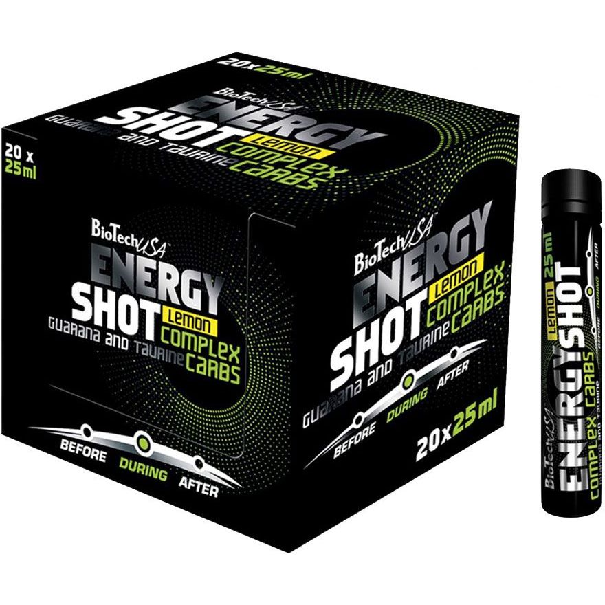 Енергетик BioTech USA Energy Shot Lemon 500 мл (20 шт. х 25 мл) - фото 1