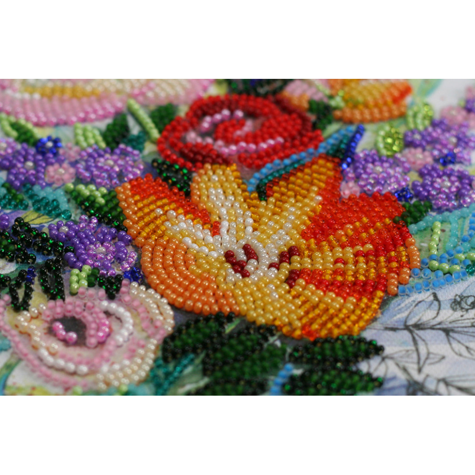 Набор-миди для вышивки бисером Abris Art Цветочная феерия AMB-067 20х20 см - фото 5
