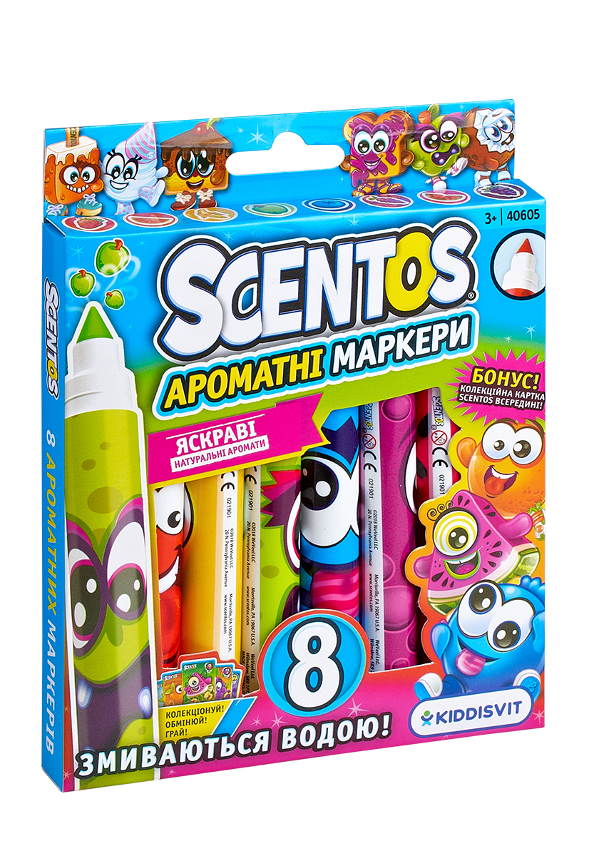 Набір ароматних маркерів для малювання Scentos Плавна лінія, 8 кольорів (40605) - фото 1
