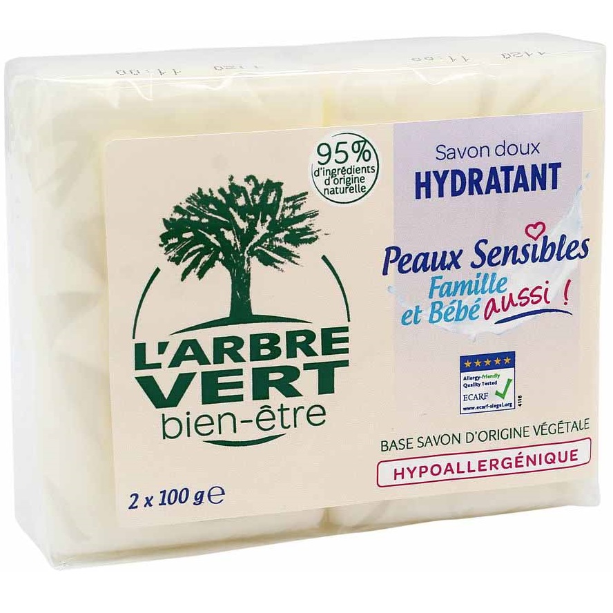 Тверде мило L'Arbre Vert для чутливої шкіри, 200 г (2 шт. по 100 г) - фото 1