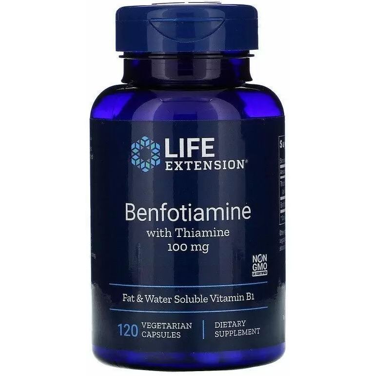 Бенфотіамін Life Extension Benfotiamine з тіаміном 100 мг 120 капсул - фото 1