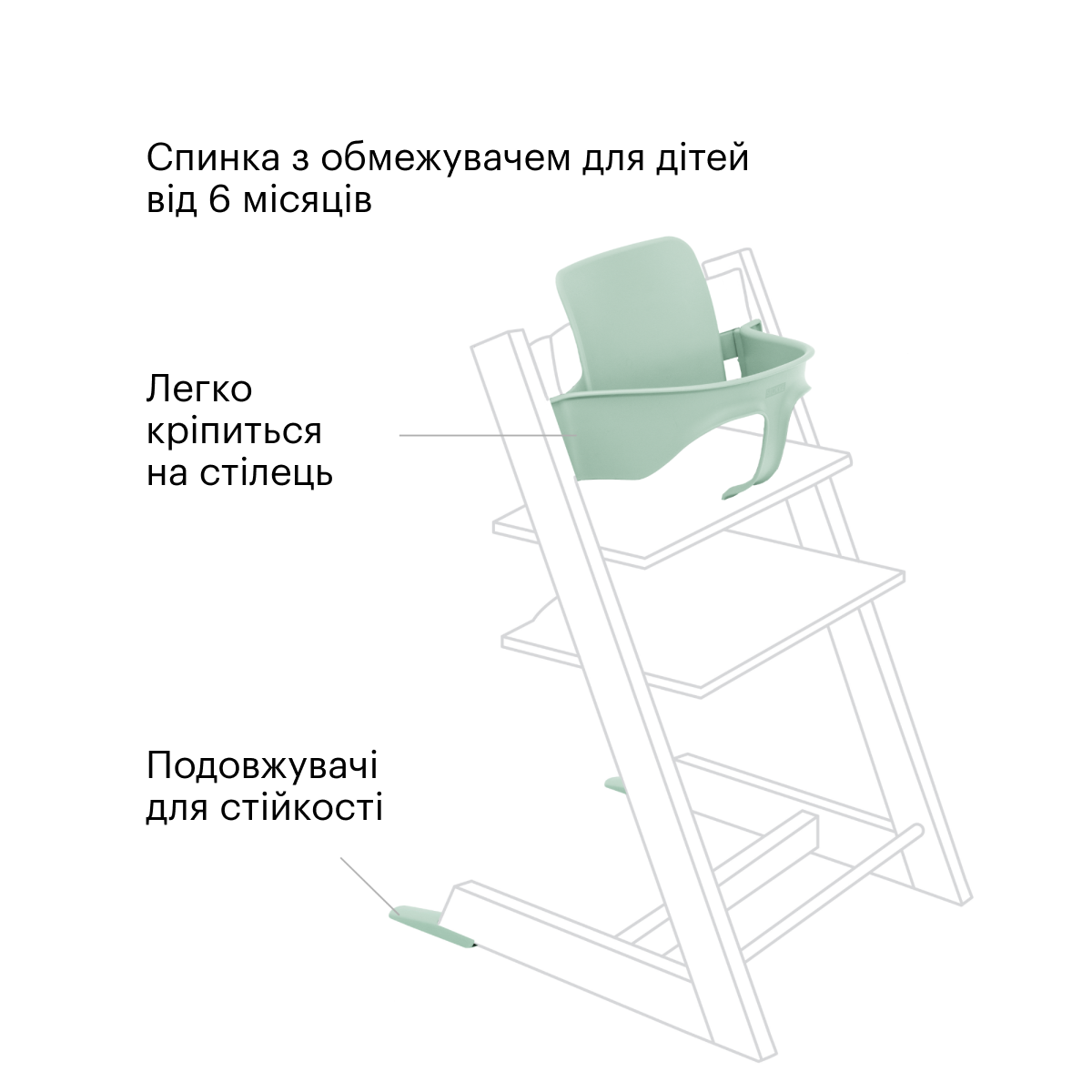 Спинка з обмежувачем для стільця Stokke Tripp Trapp Soft Mint (159327) - фото 2