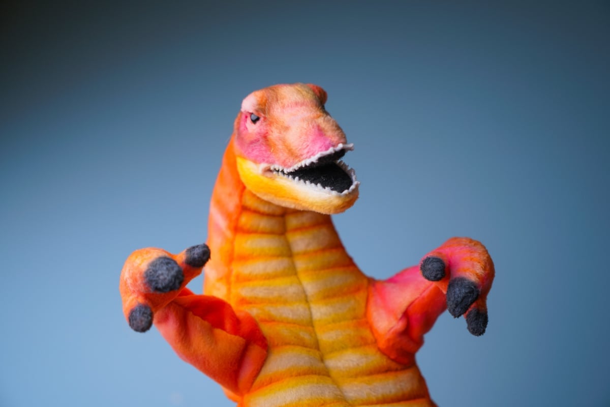 Мягкая игрушка на руку Hansa Puppet Спинозавр, 35 см, оранжевый (7753) - фото 5