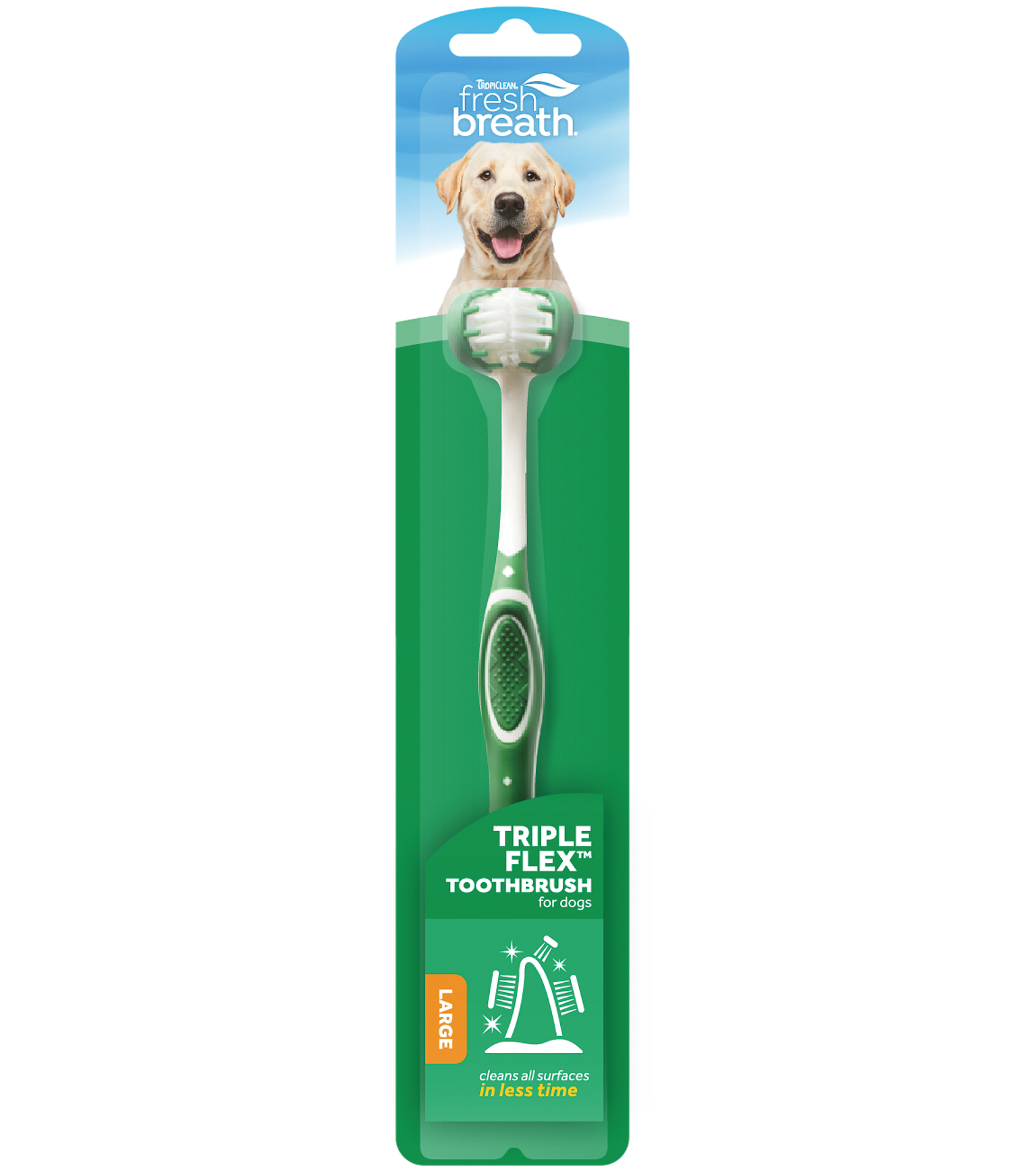 Фото - Ліки й вітаміни TropiClean Зубна щітка для собак  Fresh Breath Tripleflex  (2166)
