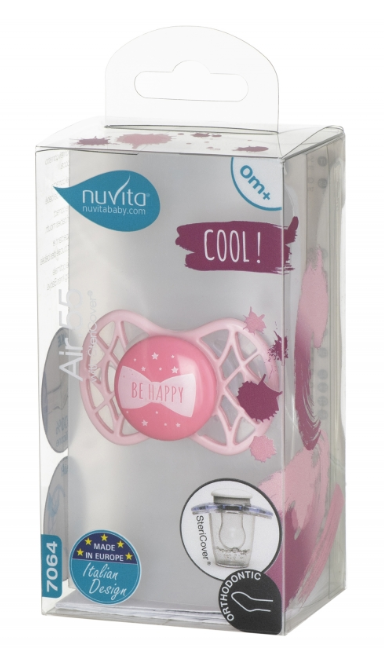 Силиконовая ортодонтическая пустышка Nuvita Air55 Cool Be Happy, 0+ мес., светло-розовый (NV7064RQ) - фото 3