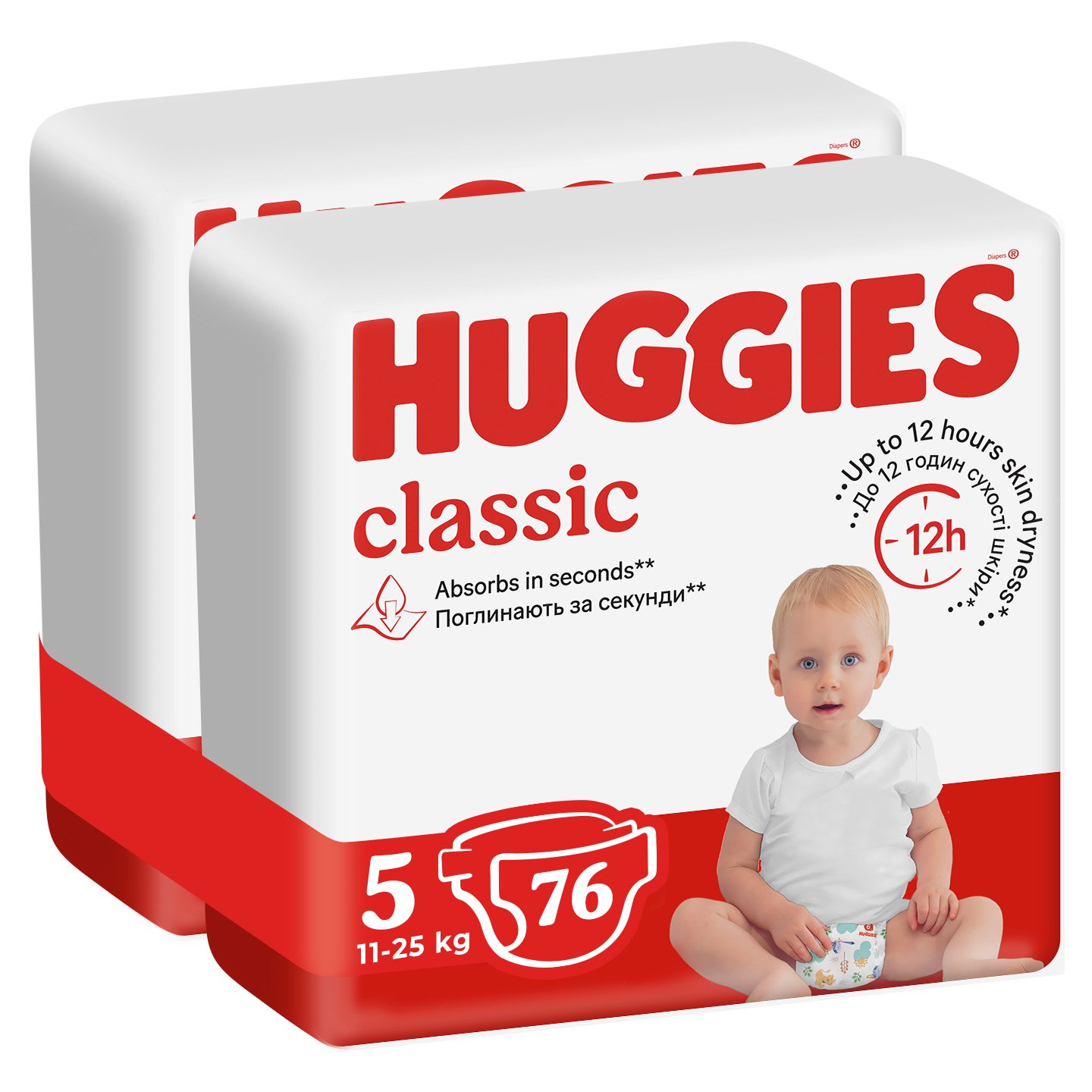 Подгузники Huggies Classic J-Pack 5 (11-25 кг), 76 шт. - фото 2